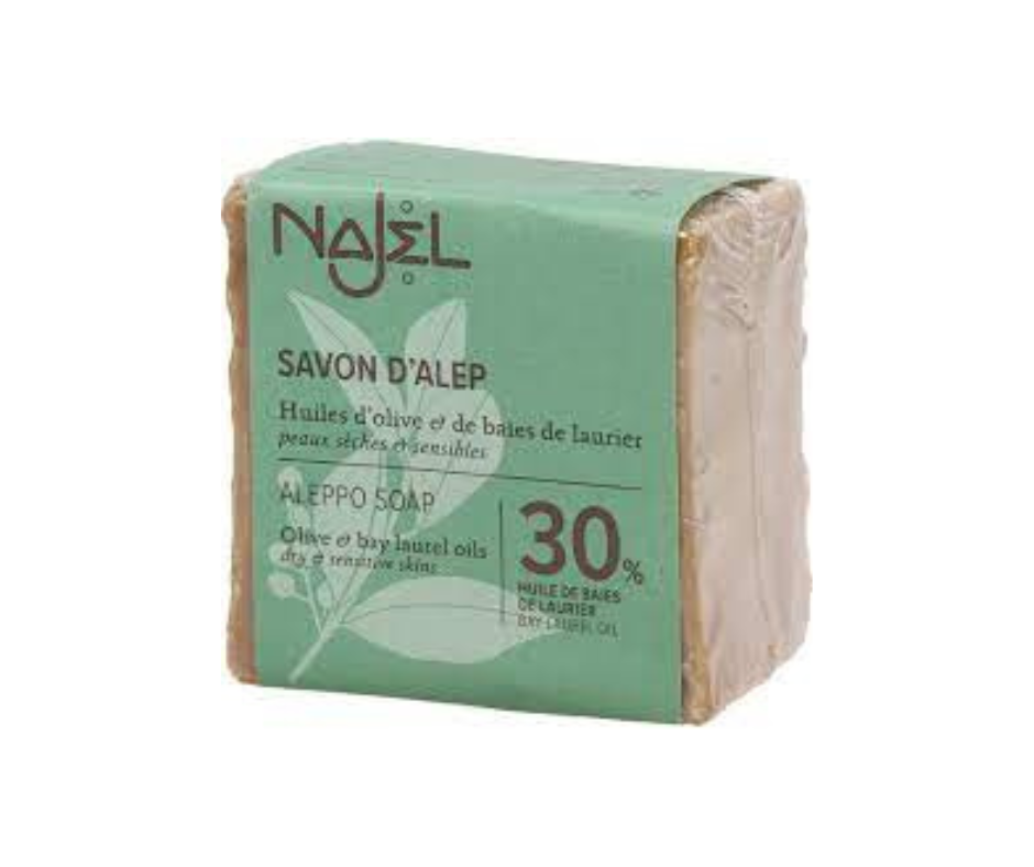 Savon d’Alep NAJEL 30% Laurier – Peaux Sèches & Sensibles | Authentique & Naturel | Sequoia Store Côte d’Ivoire
