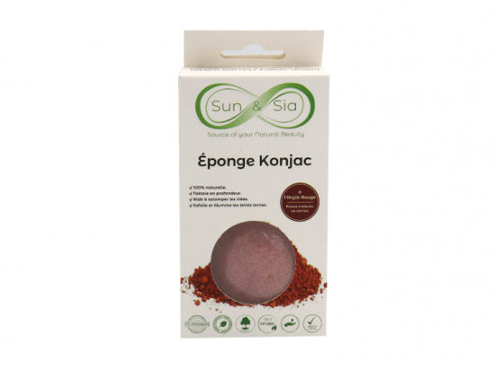 Sun & Sia Éponge Konjac Pour Visage À L'argile Rouge | Sequoia Store Côte d’Ivoire