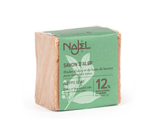 NAJEL Savon d'Alep 12% HBL Huiles d'olive et de baies de laurier  Peaux normales à mixtes