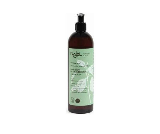 NAJEL Shampooing au Savon d'Alep 2en1 Cheveux Secs Avocat et figue