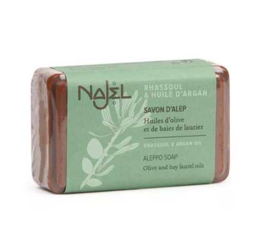 NAJEL Savon d'Alep Rhassoul et Huile d'argan Éclat de la peau