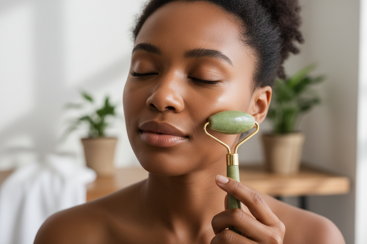 Rouleau de Jade Visage Belluto – Massage Facial Anti-Âge & Drainage Lymphatique | Sequoia Store Côte d’Ivoire